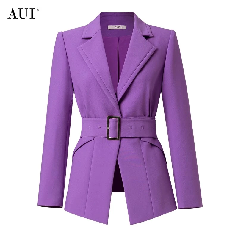 【老板娘夏天】AUI紫色御姐气质职业短款西装短外套女-24W045010