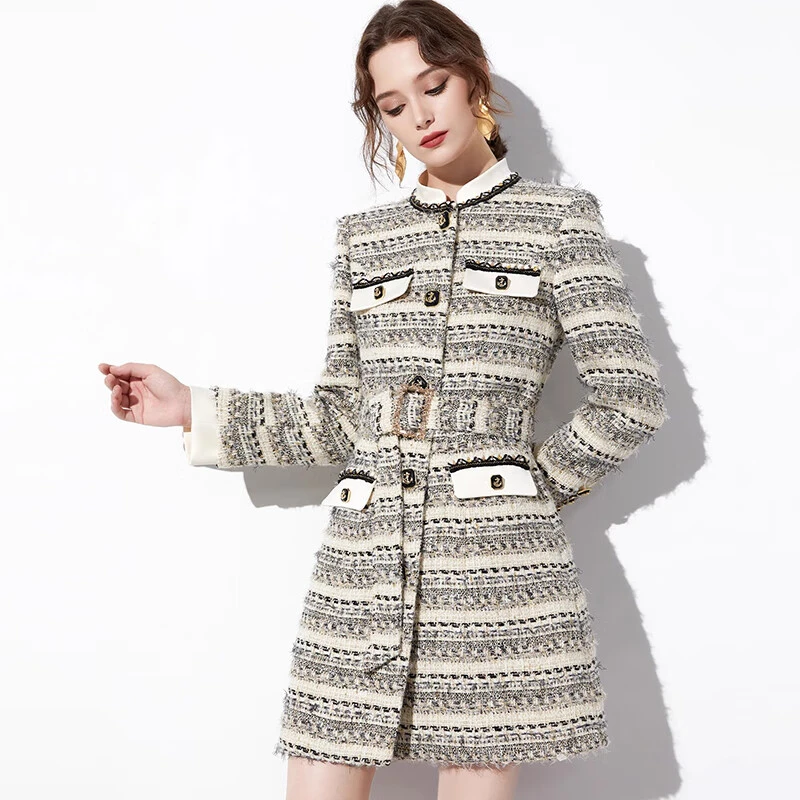 【沐公子】 AUI名媛气质高端修身中长款小香风外套-23D093204