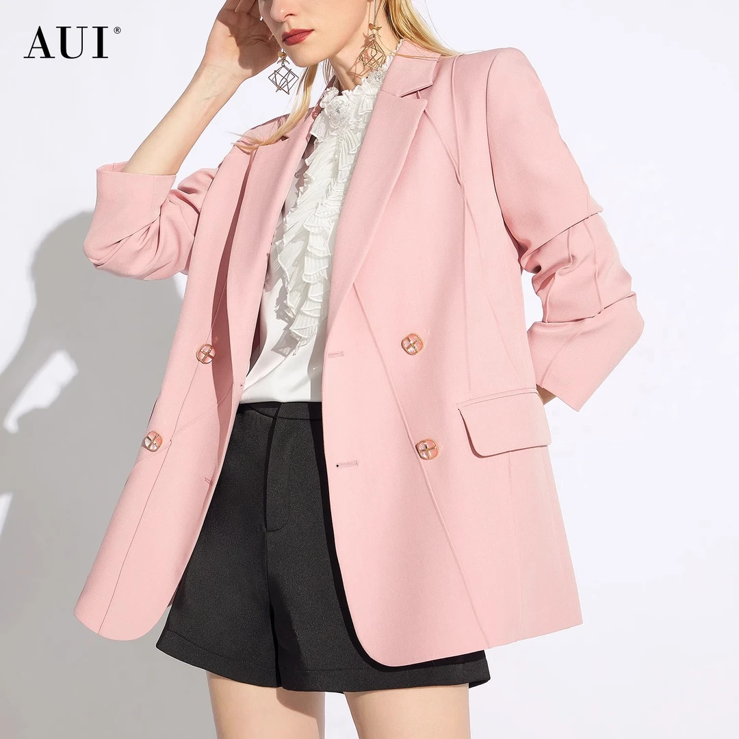 【老板娘夏天】AUI粉色高级感职业小个子西装外套女春秋-24W043890