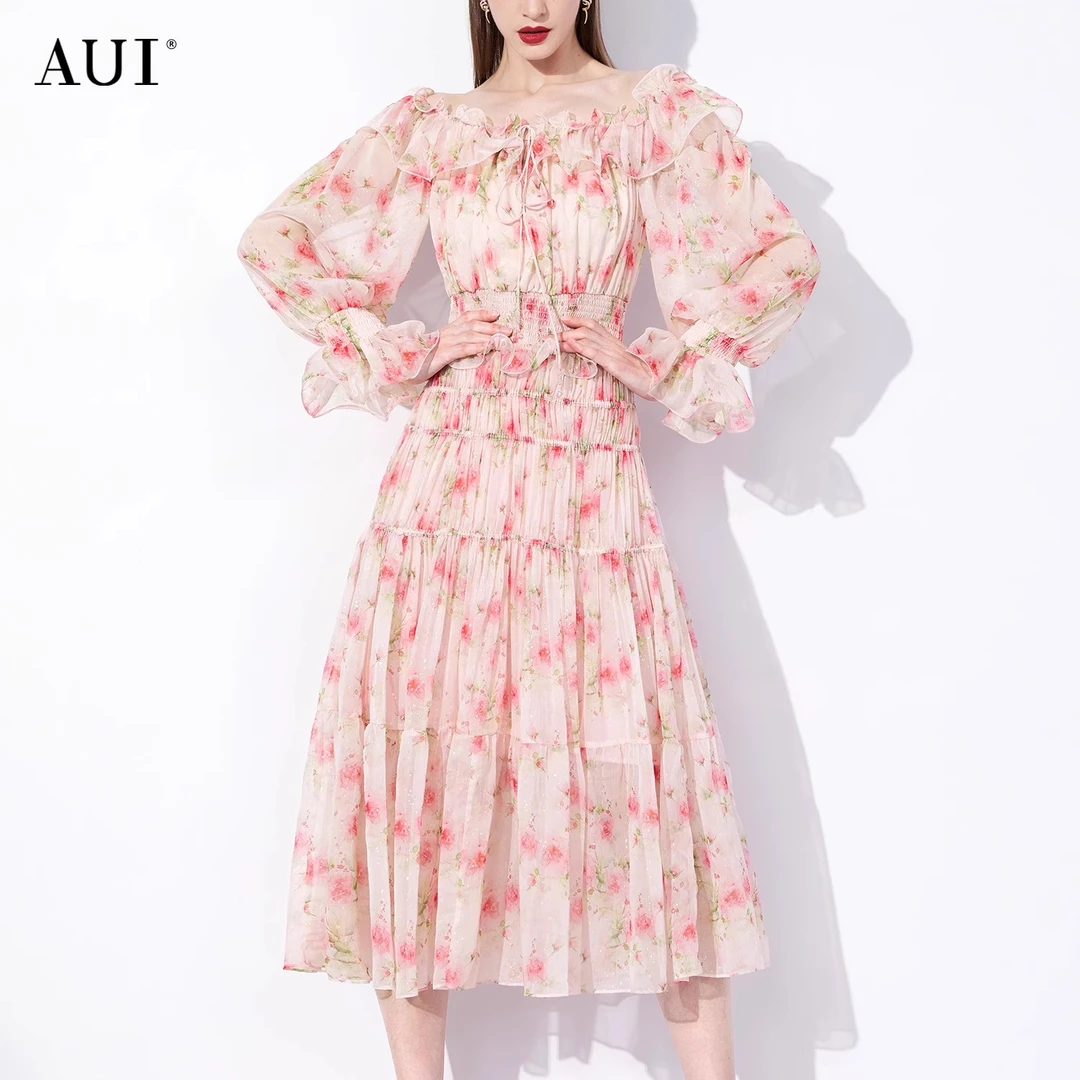 【韩诗诗专属】AUI粉色高级感小众碎花雪纺套装女秋季-23X022568