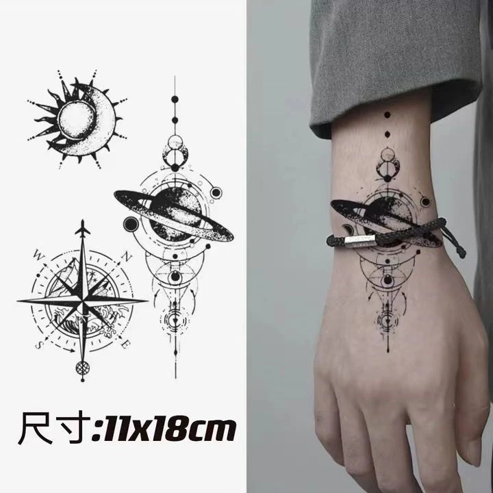 日月星辰图案 草本果汁纹身贴男卡通防水定制ins风女半永久持久