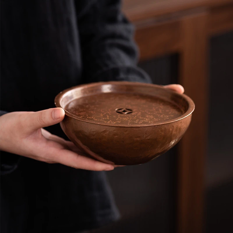 储水式纯铜壶承茶承复古大号紫砂壶托蓄水茶台紫铜建水茶洗干泡台