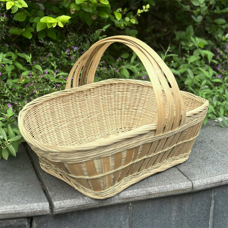 【竹提篮】手工竹编提筐手提篼提菜篮竹篮子收纳编织纯手工竹制品