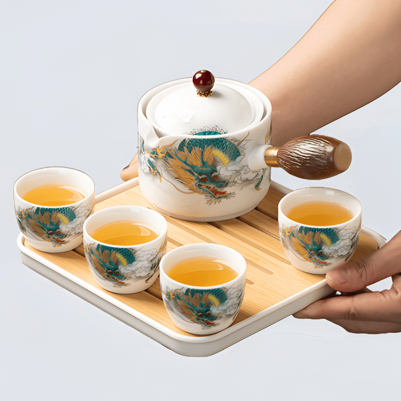 旺陶茶具简约便携式茶壶高档户外旅行家用轻奢逍遥壶手绘新中式