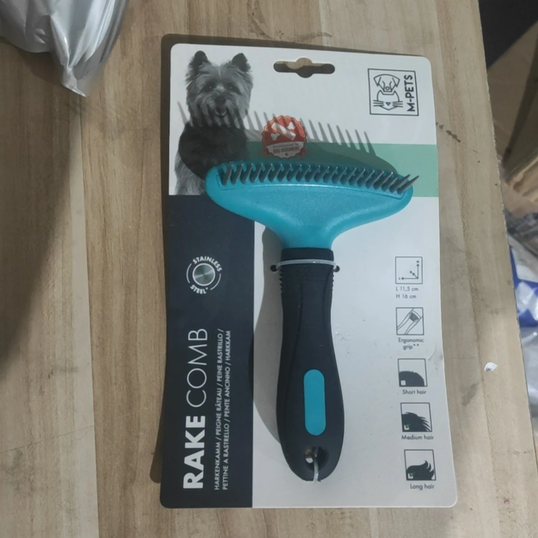 mpets单排耙钉梳开结去浮毛宠物毛梳 (11.5*16cm）