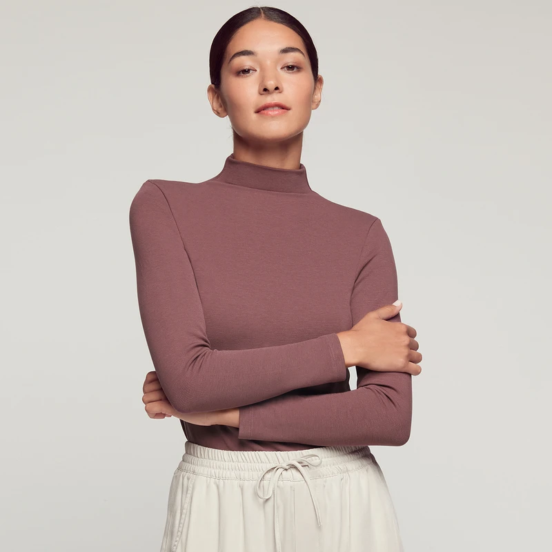 AIMER/爱慕爱慕中空翼保暖半高领长袖内搭秋冬打底上衣AM726851