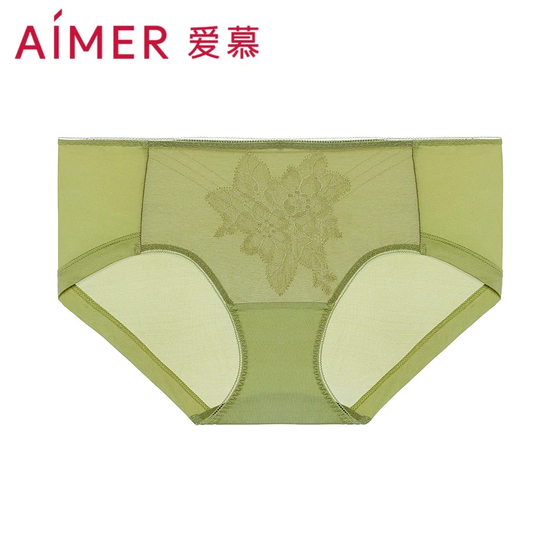 AIMER/爱慕时间的礼物红色蕾丝性感薄款舒适中腰平角裤AM236521