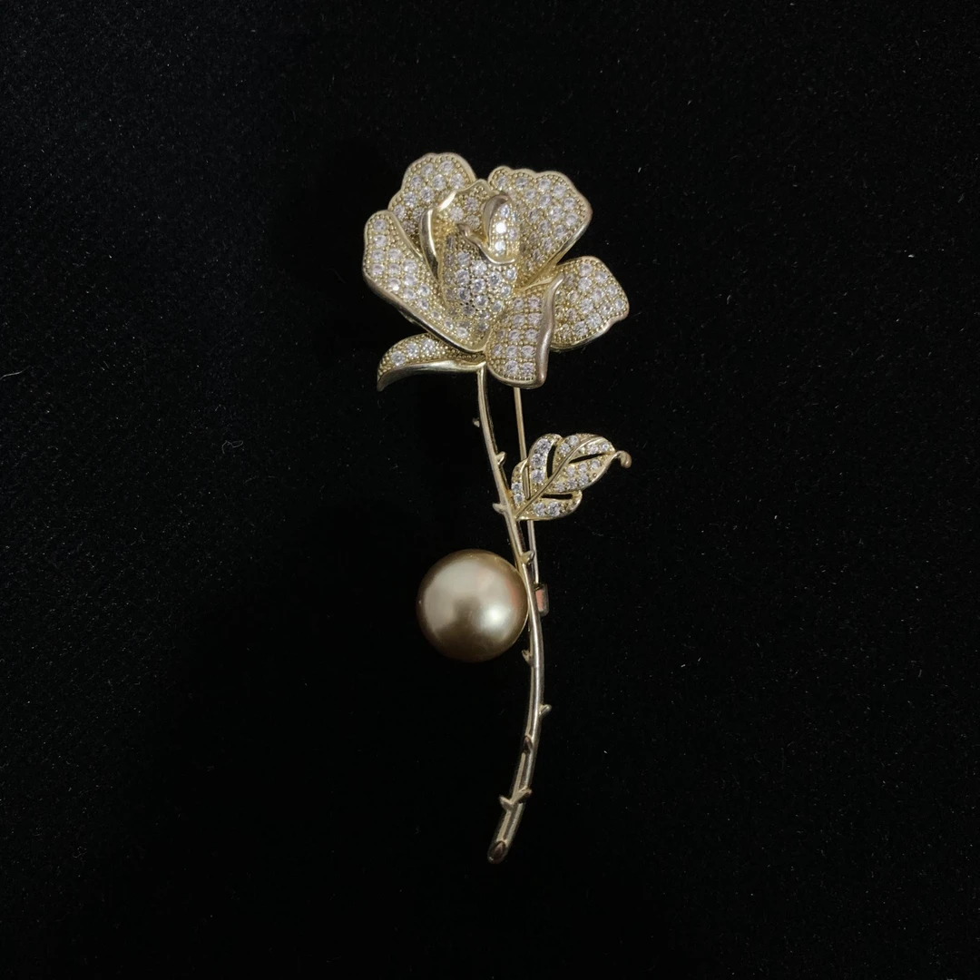 澜瑟 铜合金合成锆石胸针 xz830典藏·小王子的玫瑰金色轻奢奢华