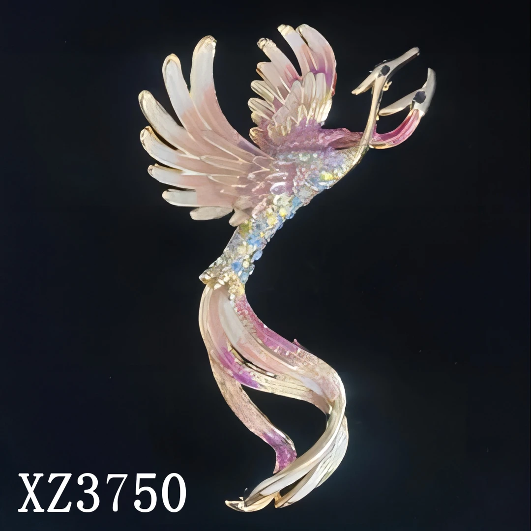 澜瑟 锌合金合成锆石胸针 XZ3750紫焰凤凰 彩色时尚百搭重工甜美