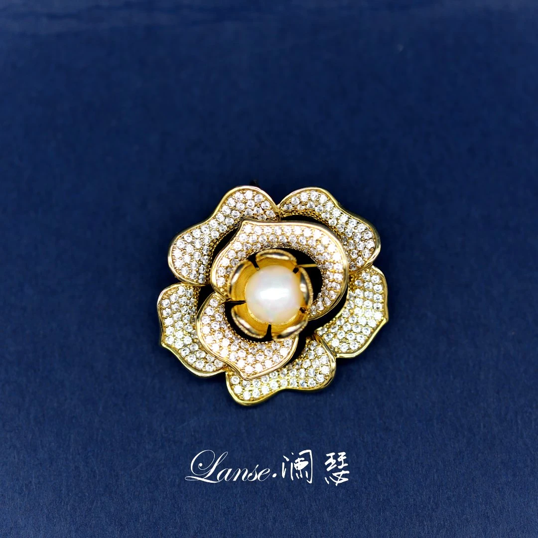 澜瑟 铜合金合成锆石胸针 XZ1520城南花开 优雅奢华小香风胸针
