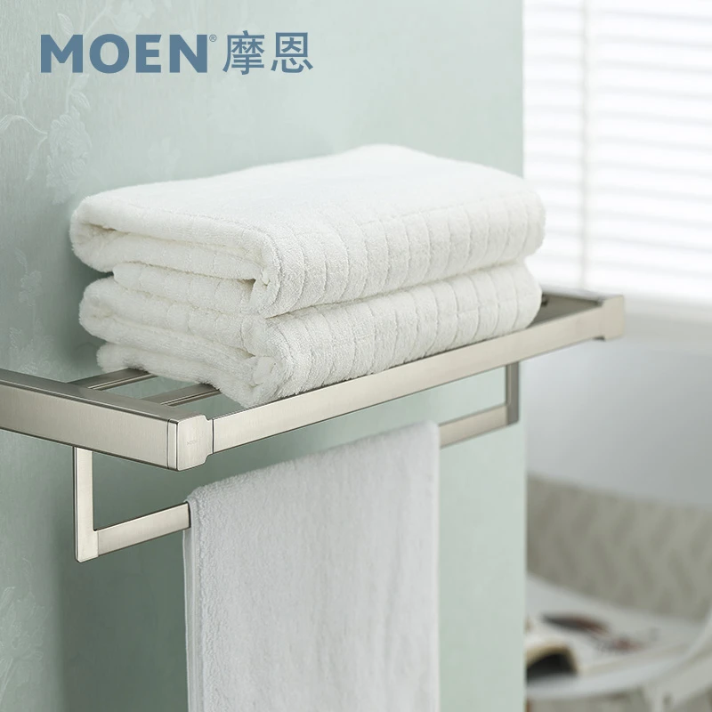MOEN/摩恩90度五金浴室浴巾架毛巾架挂件全铜置物架防指纹