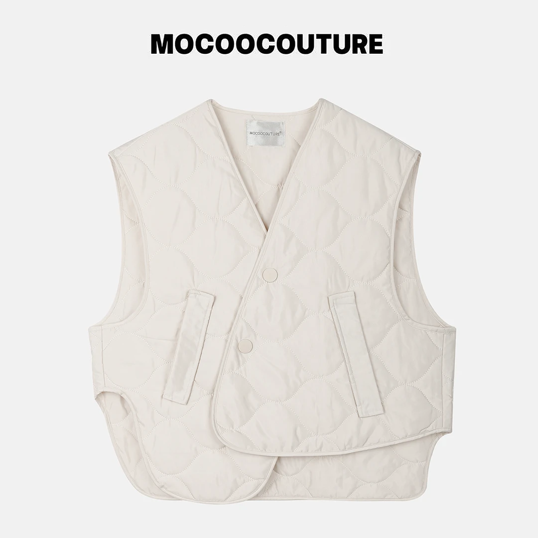 休闲版型 V领 菱格马甲 26801