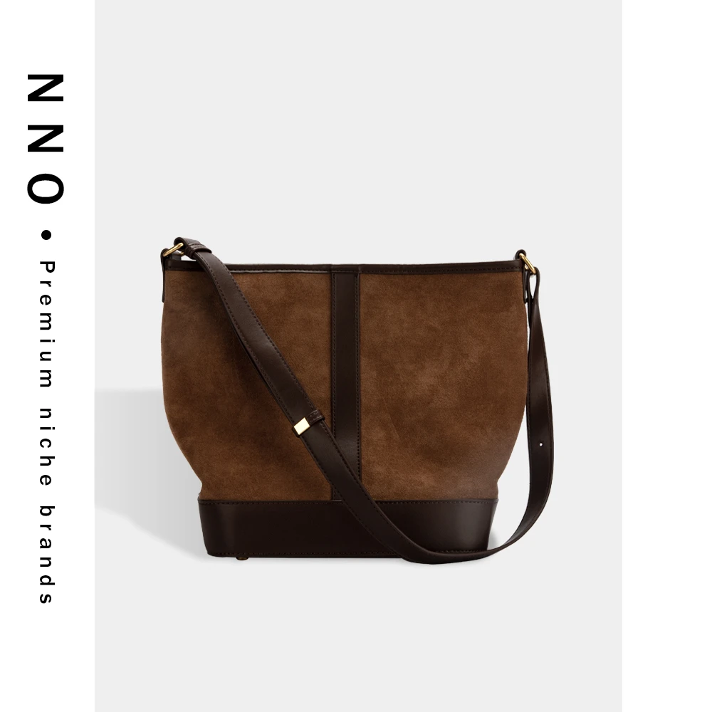 NNO小众品牌 时尚百搭女士经典休闲棕色麂皮绒腋下通勤 2297