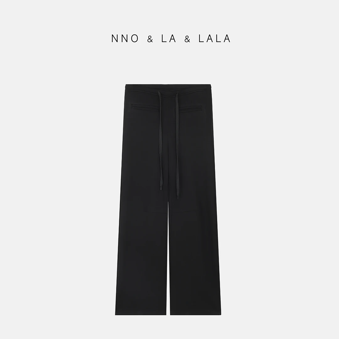 LA 设计感 小众V型腰 黑色 抽绳休闲裤（加厚款）26388