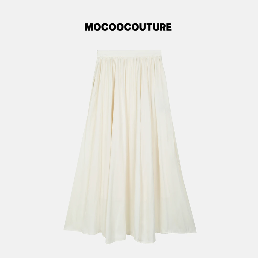 奶油白 极简大摆半身裙 26199