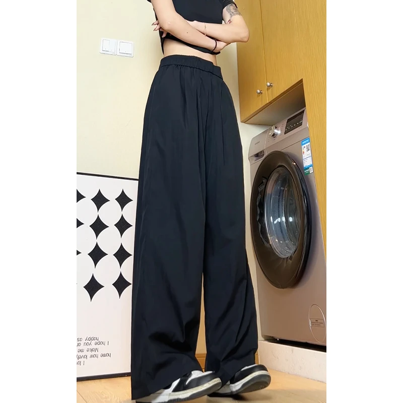 日系垂感山本裤子男女秋季慵懒风阔腿裤2025新款宽松直筒拖地长裤