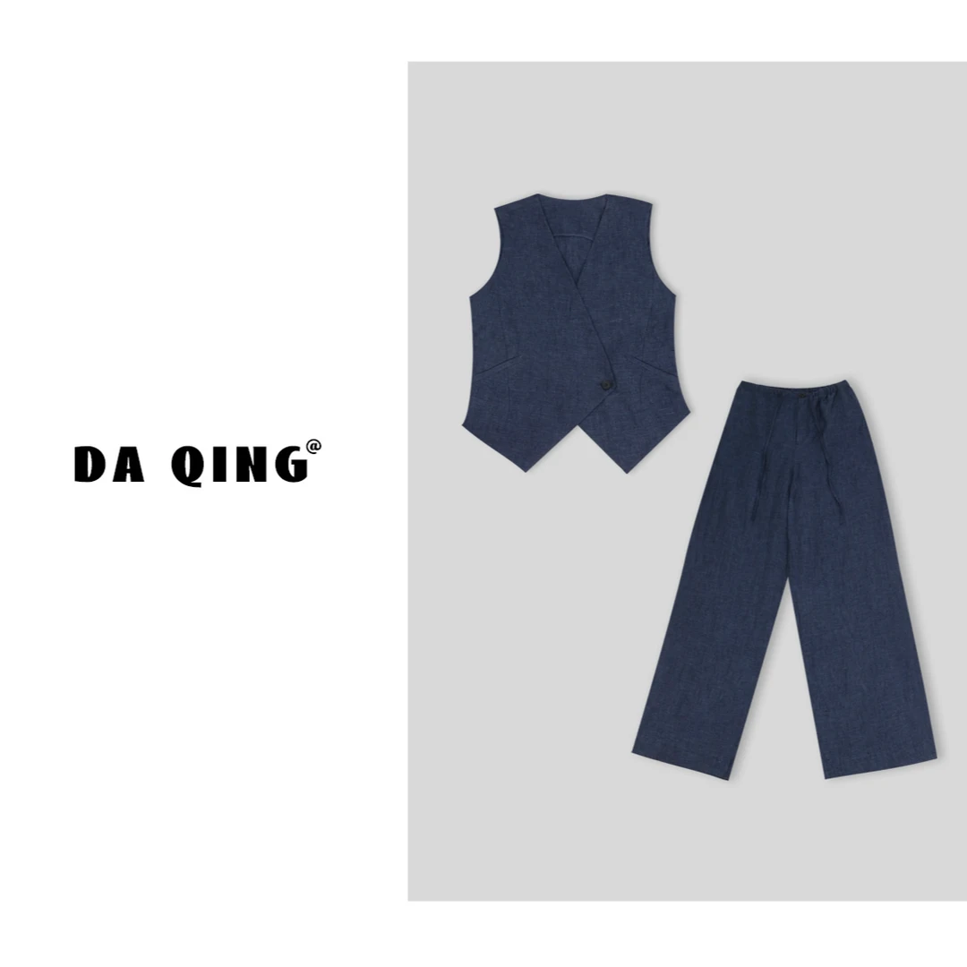 徐靖靖【文艺套装】Z06015气质高腰小众减龄宽松无袖两件套