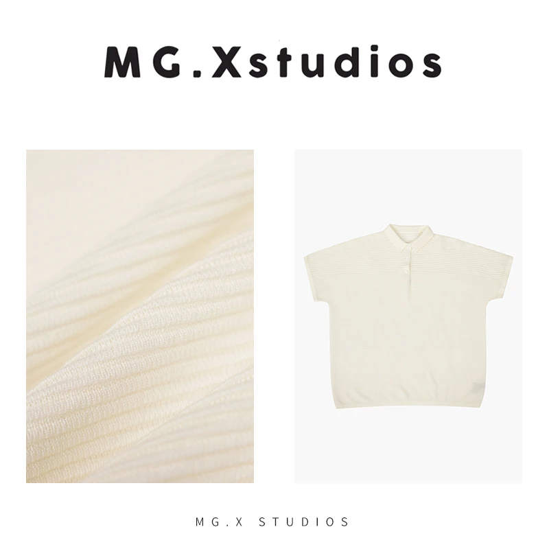 【燃夏】MGX肩部镂空微透极简T恤POLO衫肌理感翻领上衣M42E1687Z130