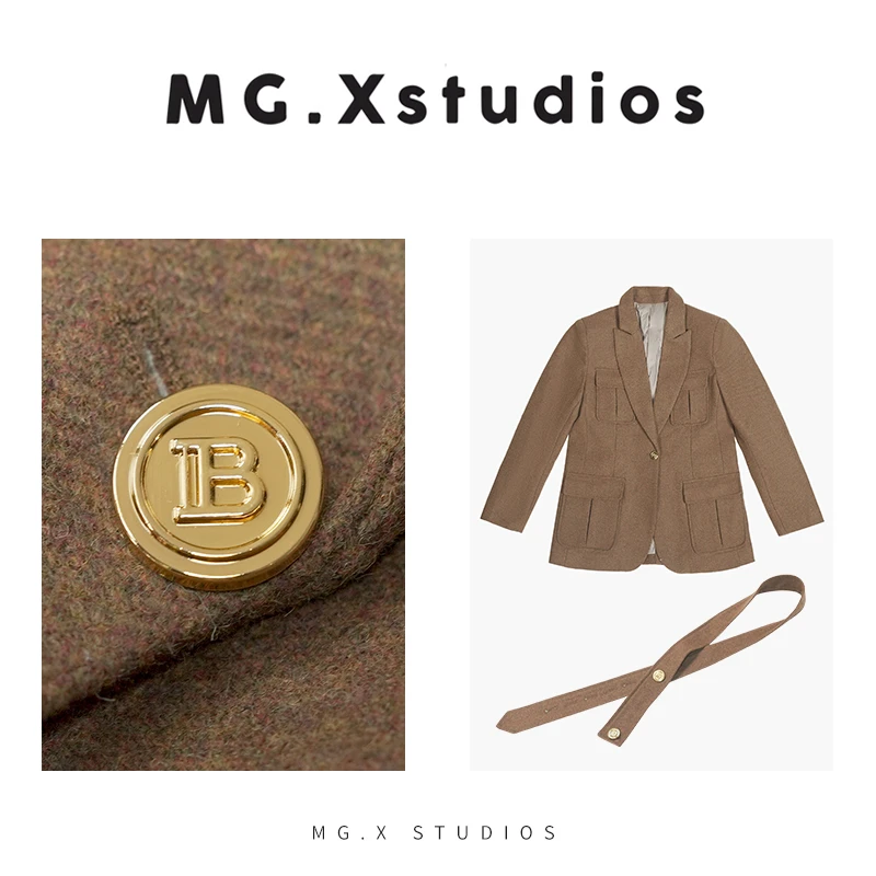 【往事】秋冬新款短呢鹅绒西装复古时尚气质经典翻领短款M354263W39