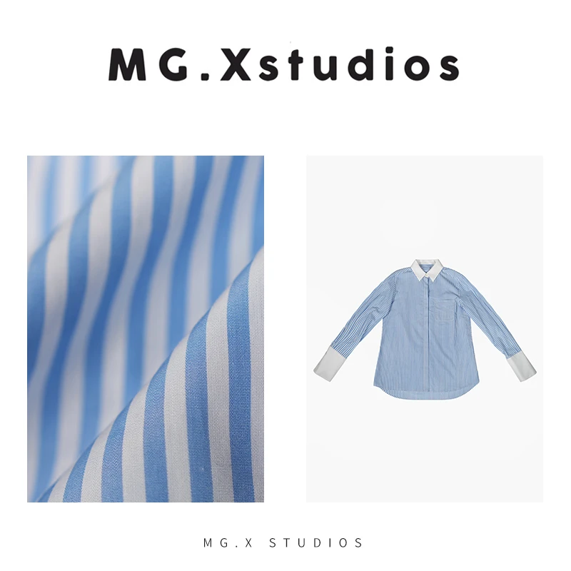 【清水】初春新款百搭简约款经典必备蓝色条纹衬衫时尚M361904C57