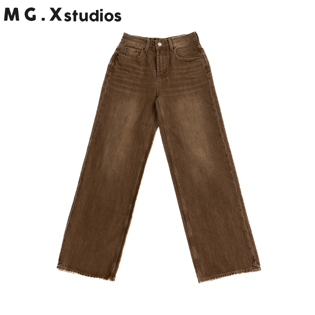 【小麦雀斑】美式水洗潮流咖色牛仔裤秋季百搭休闲裤时尚M353028K15