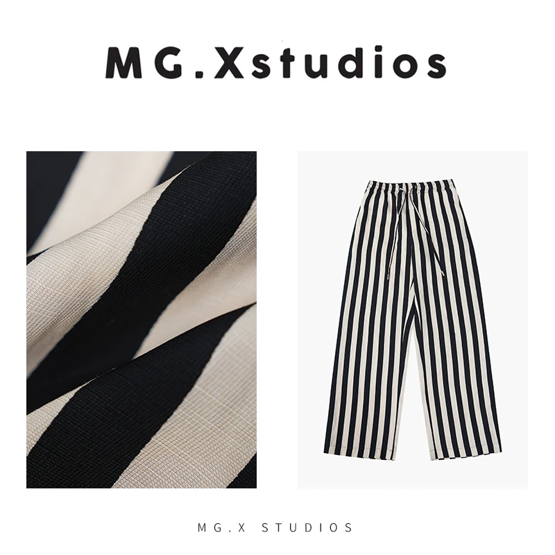 【狂想曲】简约款条纹长裤垂感直筒裤宽松高腰顺滑抽绳M3611167K30