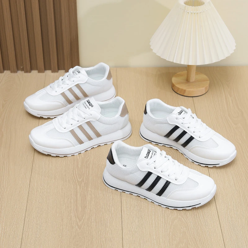 2024春夏款时尚休闲小白鞋透气网面运动鞋软底软面百搭休闲女鞋