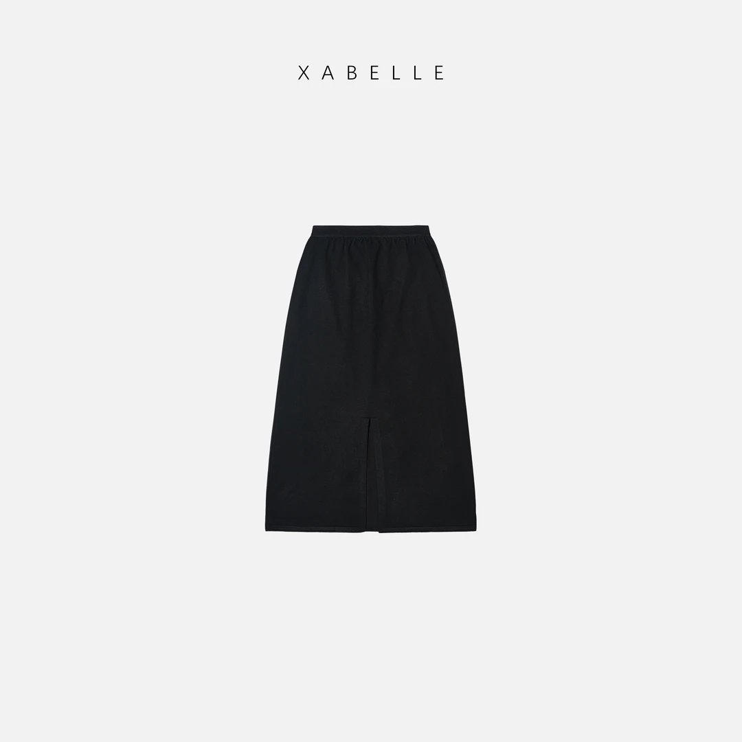 XABELLE 翘楚 随性慵懒 开叉针织半身裙24182