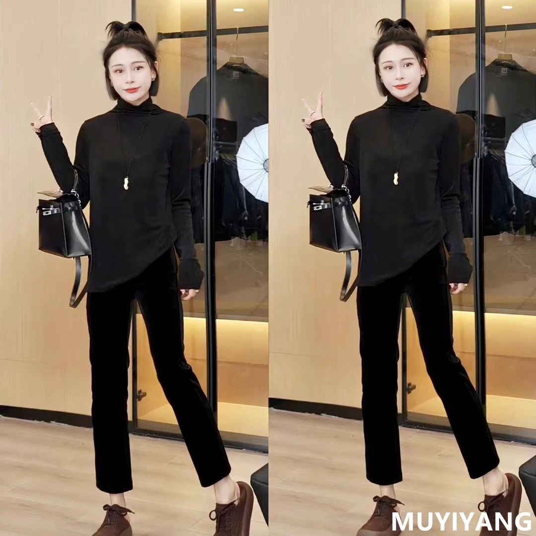 【临晚】小众百搭修身显瘦内搭高定长袖打底衫 衣长70 24-561#