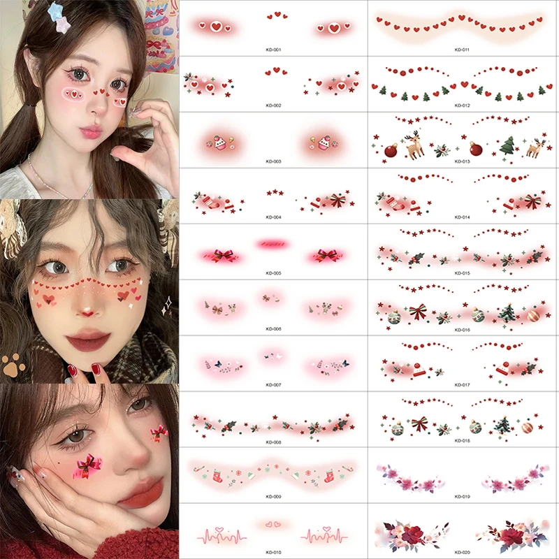 新年纹身贴纸面部彩绘眼角鱼尾纹节日舞台表演妆容网红贴