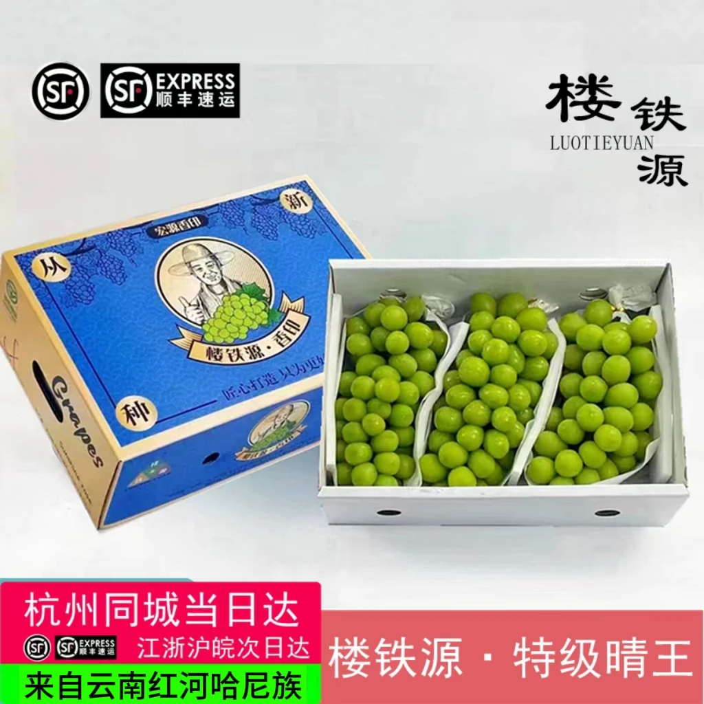 云南楼铁源晴王葡萄3串特级礼盒装新鲜水果无籽阳光玫瑰青提顺丰