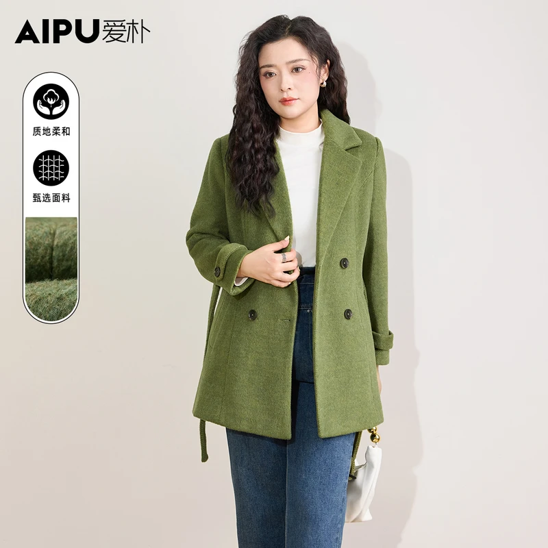 爱朴品牌大码女装冬季新款洋气时尚高级感显瘦遮肉百搭大衣32587