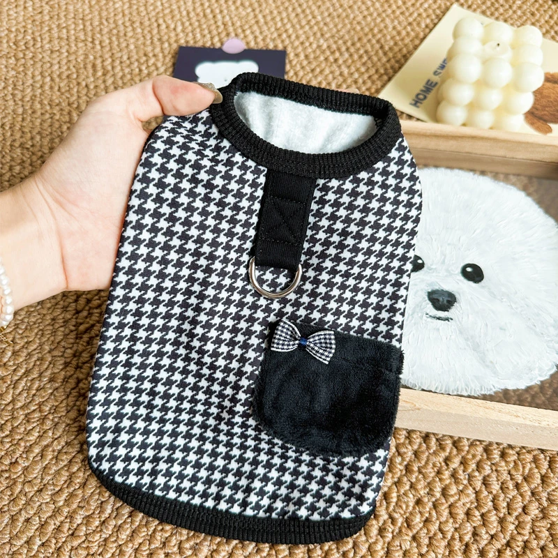 宠物衣服秋冬新款比熊博美泰迪约克夏狗狗猫猫小型犬加绒背心牵引