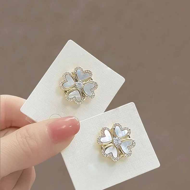 合金仿水晶胸针 磁吸胸针女精致防走光领口衣服配饰贝壳吸铁石扣
