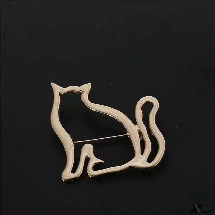 世智 合金胸针 可爱线条小肥猫胸针女毛衣胸针开衫披肩扣装饰胸花