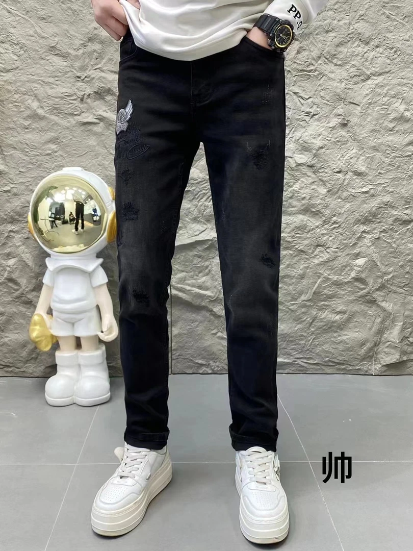 2024秋季新款潮流牛仔裤直筒微小脚休闲时尚男牛仔裤子5519
