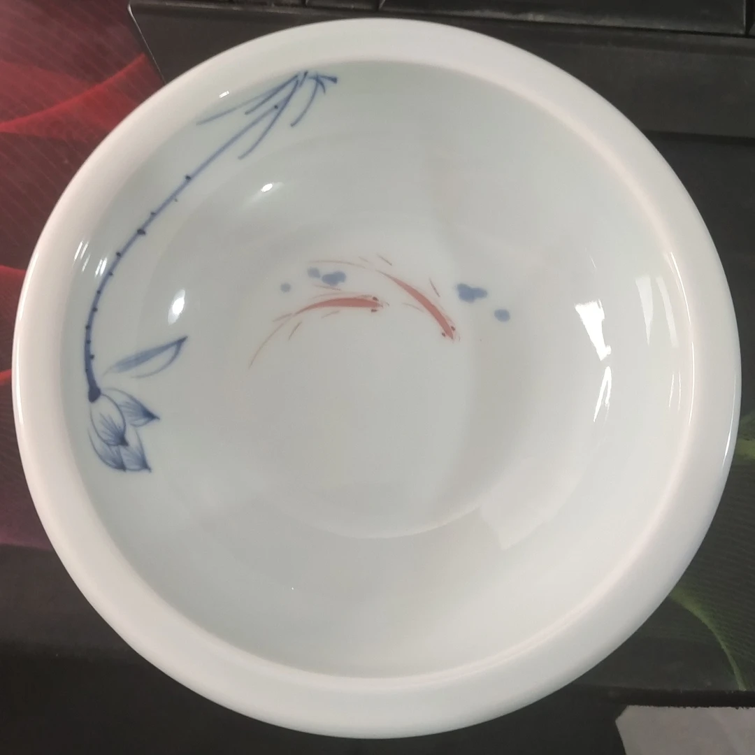超大瑕7寸鱼莲花宽边碗福利