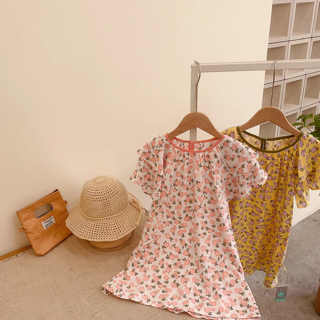 安蒂宝贝223夏季新款花边拼接碎花连衣裙 女童夏款洋气裙子206085