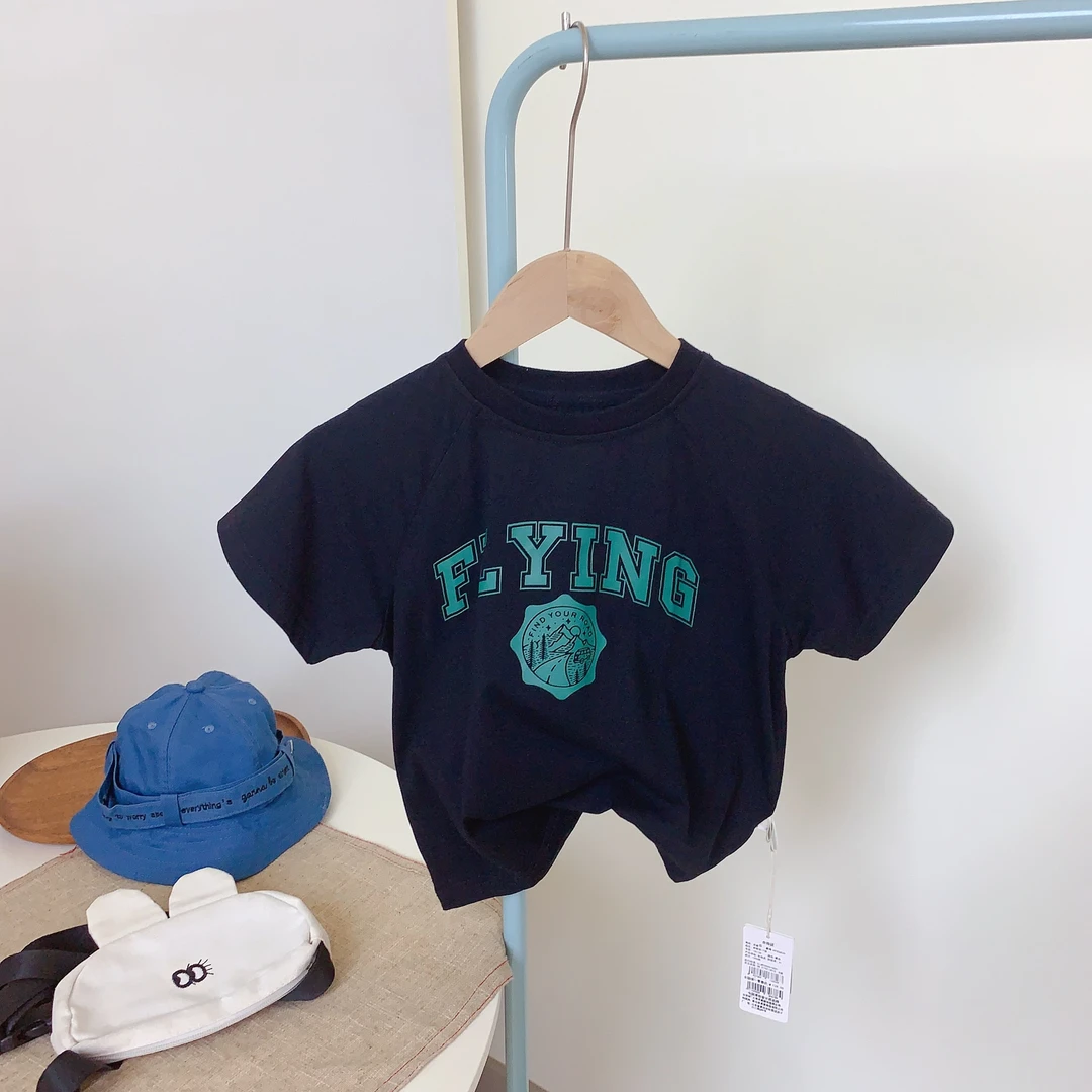 HY 206030  高能感男童夏季短袖T恤  洋气百搭宝宝印花圆领上衣