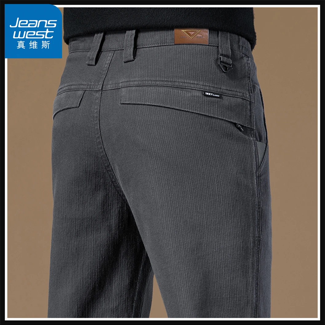 Jeanswest/真维斯2023年秋冬主推爆款轻商务小直筒休闲裤男士厚款