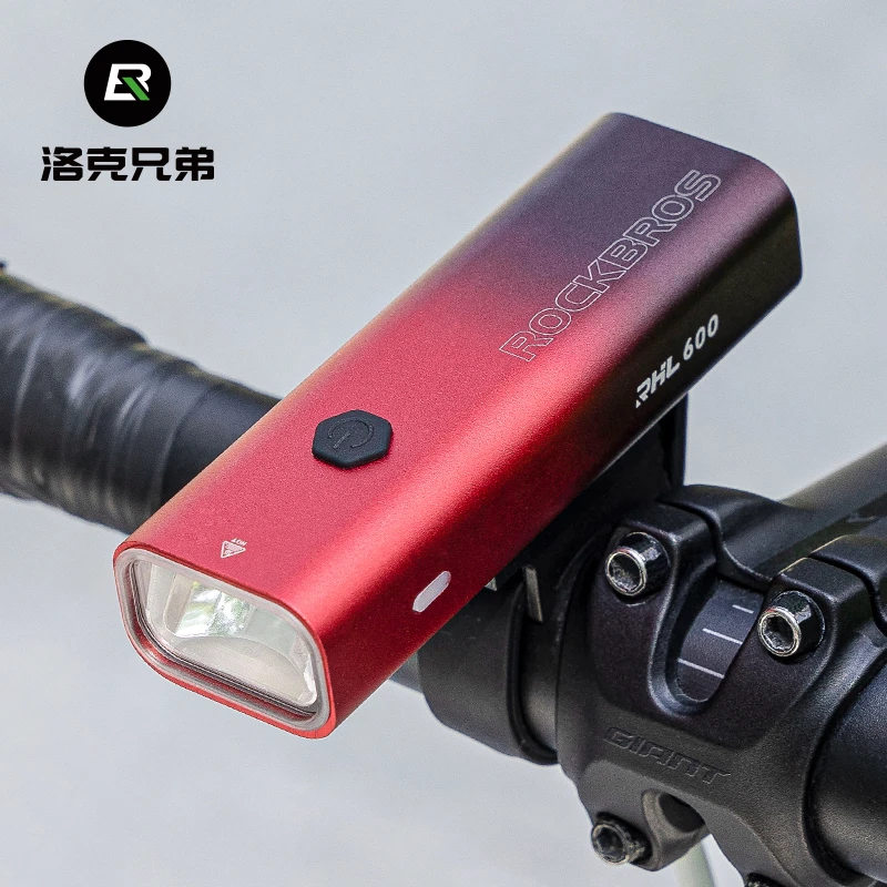 洛克兄弟自行车前灯夜骑强光手电筒USB充电山地公路骑行装备车把