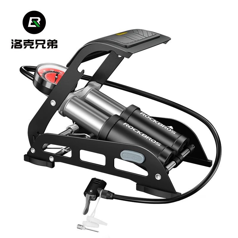 洛克兄弟脚踩打气筒高压便携式篮球自行车高效摩托车汽车充气泵