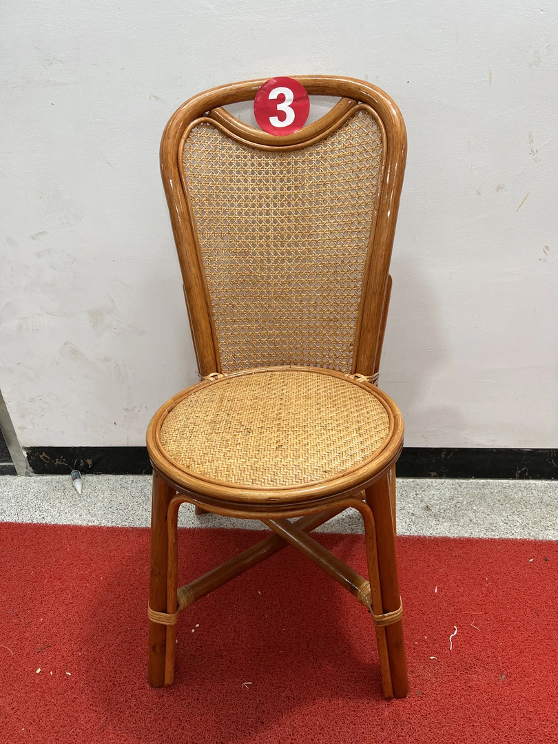 2023手工家用全真藤编老式小凳复古床尾方形椅子大餐椅子靠背椅