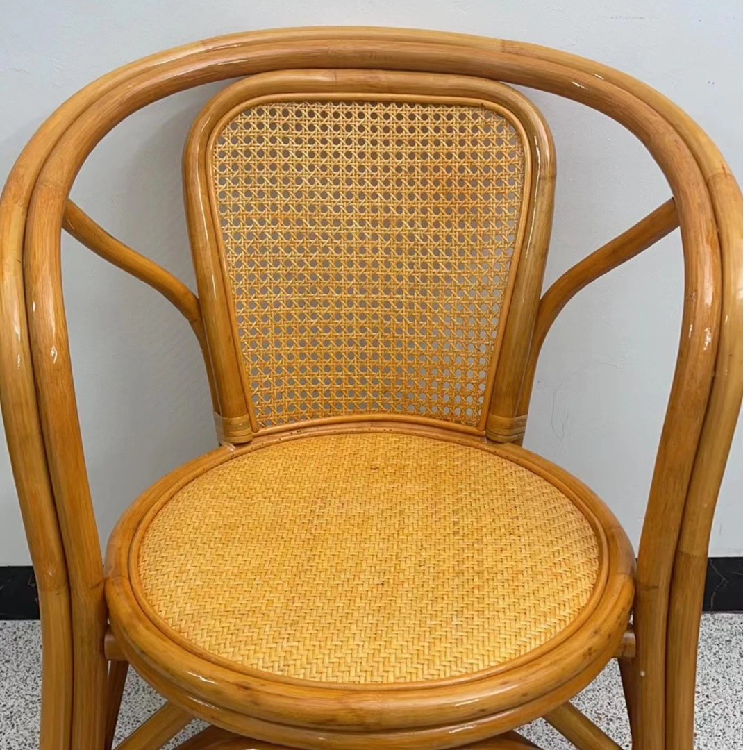 2023真藤编两边扶手靠背透气椅子办公客厅阳台藤椅