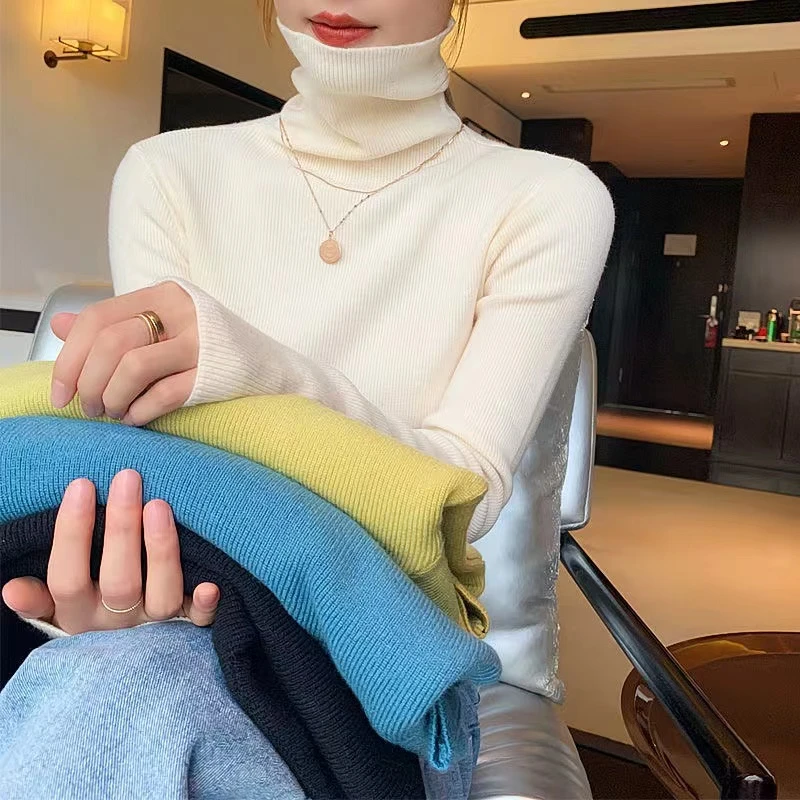 高级感堆堆高领毛衣女2025秋冬新款内搭显瘦打底衫上衣针织衫9204