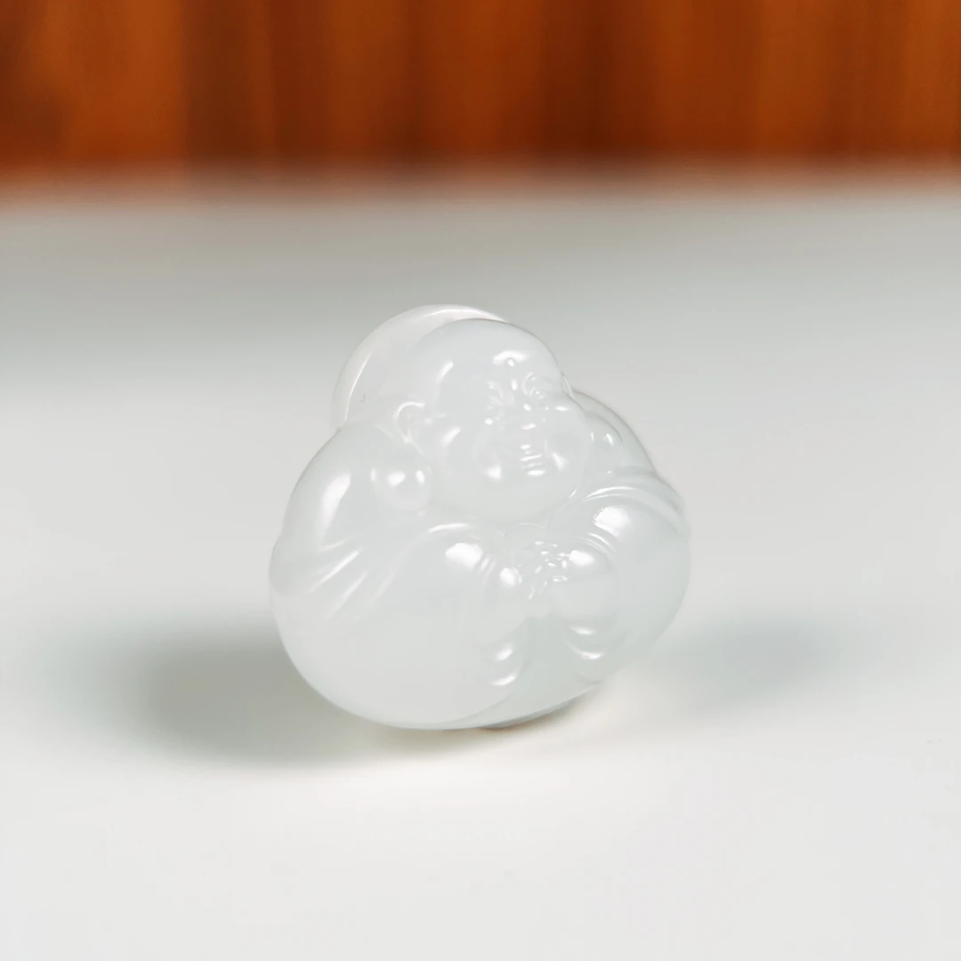 23×23×12正版正宗新疆和田玉抱抱佛羊脂白玉天然玉石上等吊坠配绳
