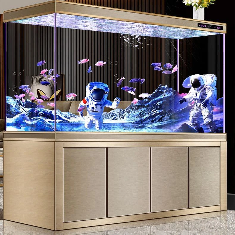 超白底滤鱼缸客厅家用中大型免换水水族玻璃屏风玄关隔断龙鱼缸
