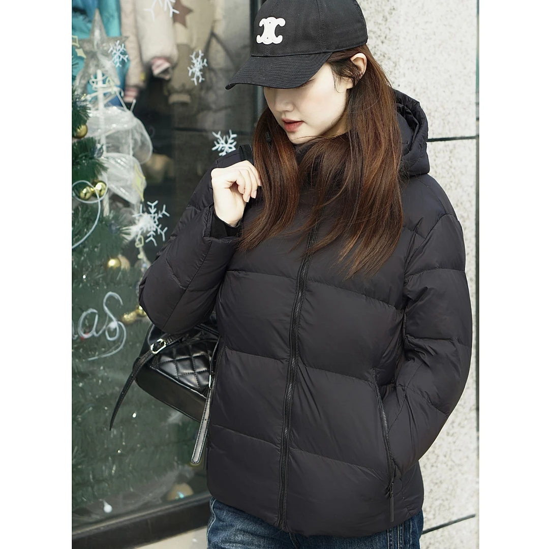 2025冬季新款连帽保暖显瘦百搭休闲简约白鸭绒羽绒服