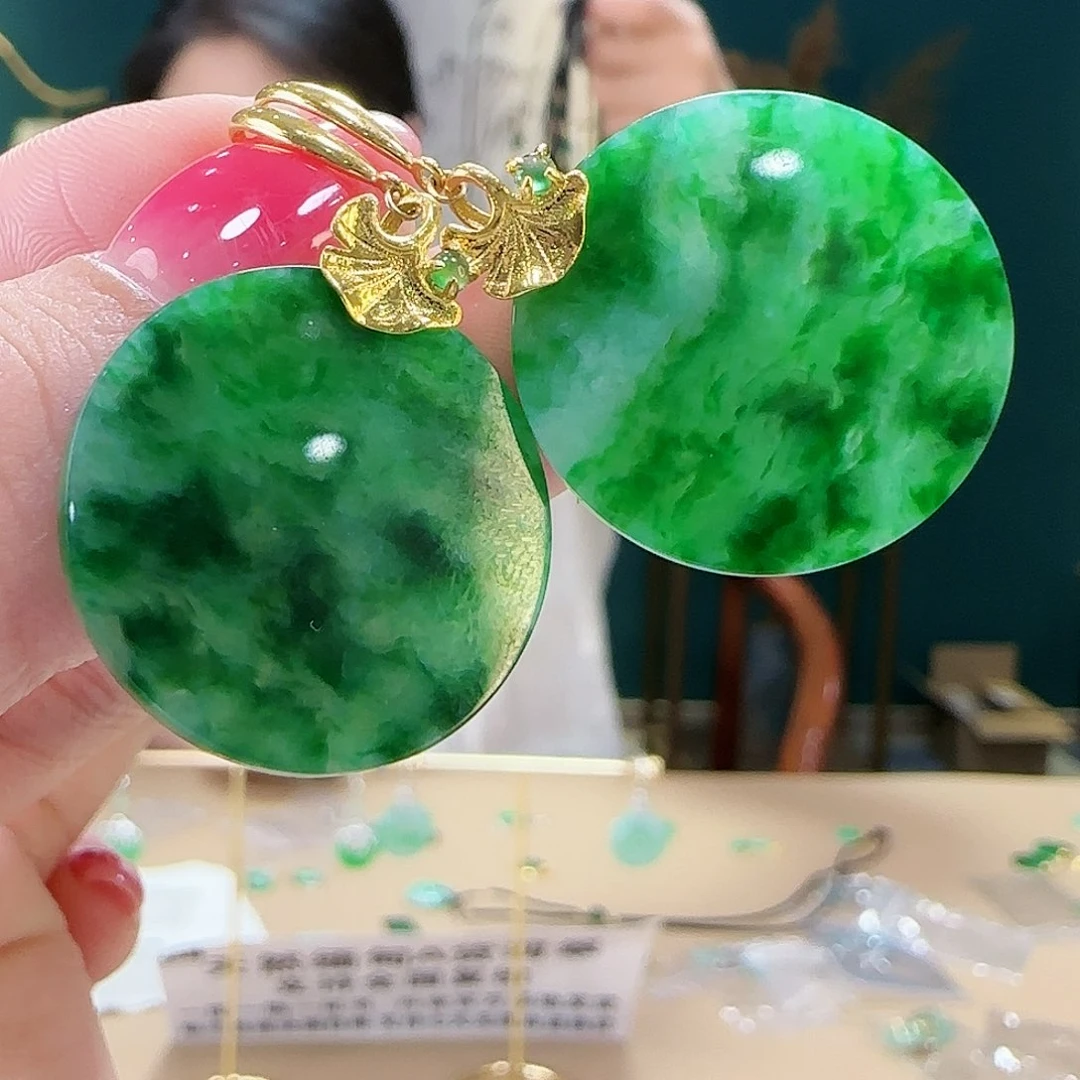 翡翠耳饰18K金镶嵌耳饰