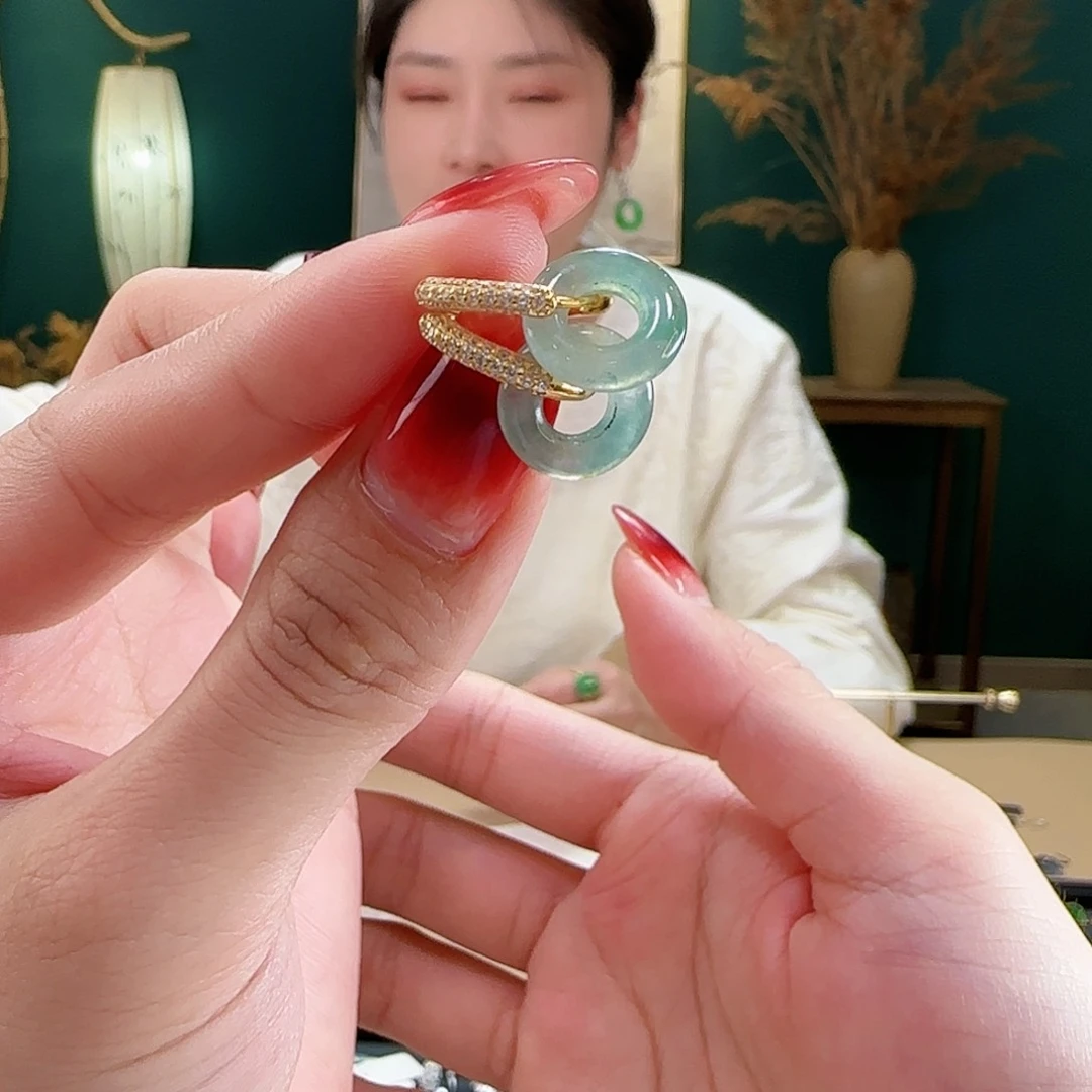 翡翠耳饰银S925镶嵌耳饰